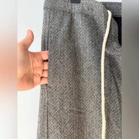Baldwin WOOL Blend Herringbone Grey Black Straight Pants Women Size 38 Preppy - Picture 6 of 9